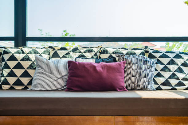 istock Comfortable pillow on sofa decoration in living room 1202665272