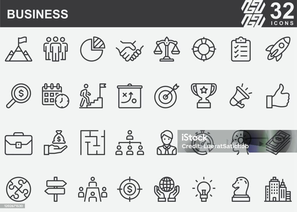 Business Line Icons Business stock vector