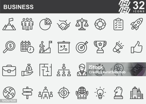 Business Line Icons Stock Illustration - Download Image Now - Business, Icon Symbol, Currency