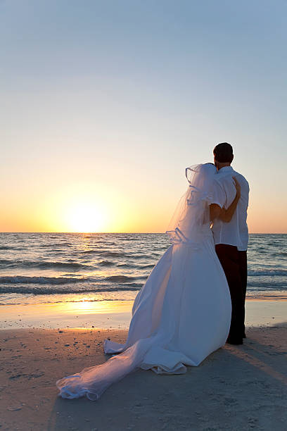 istock Bride & Groom Married Couple Sunset Beach Wedding 120267294