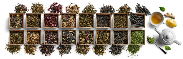 istock Large assortment of tea on a white background. The view from the top 1202673271