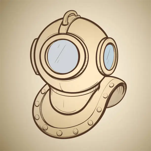 Vector illustration of Vector illustration retro diving helmet made in thumbnail style