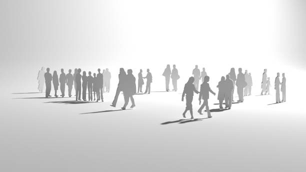 istock group of people walk on a white background, 3d illustration 1202674612