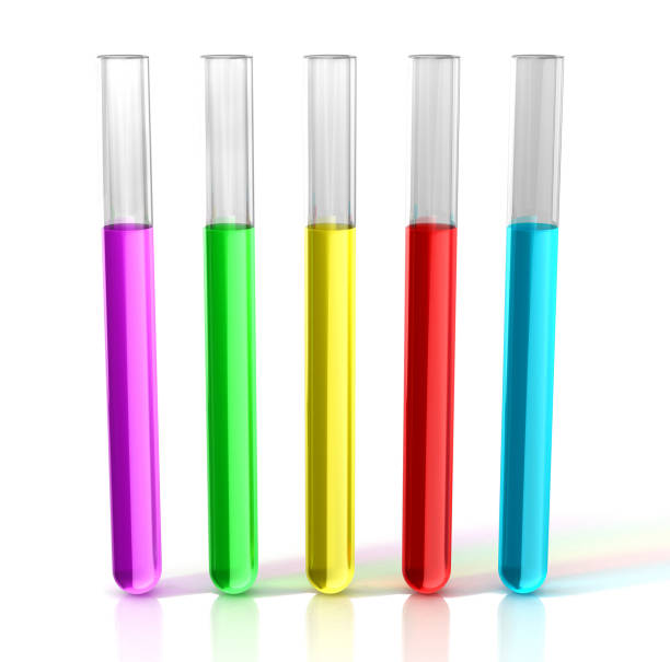 istock Laboratory test tubes with colorful liquid. 3D Illustration. 1202676476
