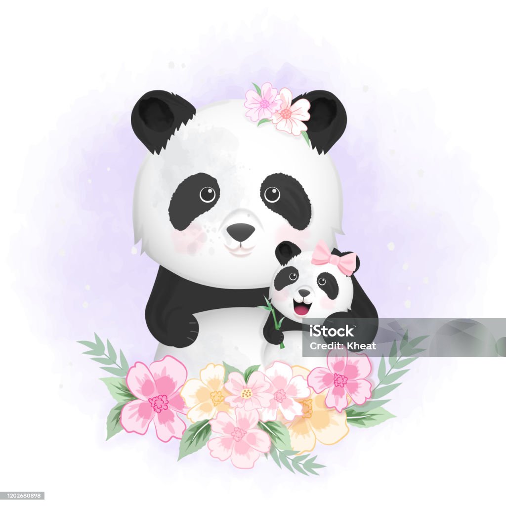 Dễ Thương Bé Gấu Trúc Và Mẹ Tay Vẽ Phim Hoạt Hình Động Vật Minh ...