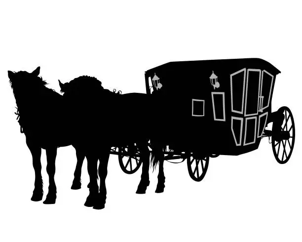 Vector illustration of Horses whit carriage