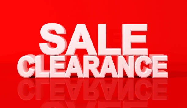 istock Word sale and clearance on red background. 3D Illustration. 1202684156