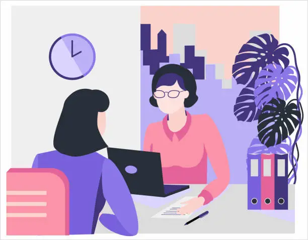 Vector illustration of Consultation, employment, interview.