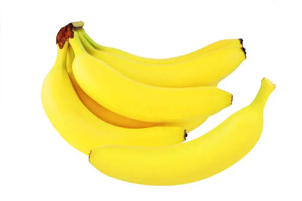 Photo of Sweet fresh yellow banana fruits isolated on white for design packaging