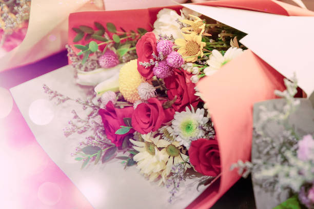vintage-style bouquet background stock photo
