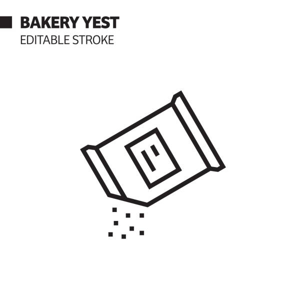 ilustraciones, imágenes clip art, dibujos animados e iconos de stock de icono de la línea de levadura de la panadería, ilustración del símbolo vectorial del esquema. píxel perfecto, trazo editable. - bakers yeast