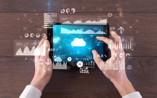 istock Hand holding tablet and checking finantial report concept 1202693888