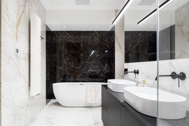 istock Elegant bathroom in marble 1202695657