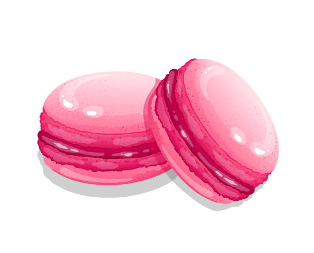 ilustrações, clipart, desenhos animados e ícones de macarons de framboesa realistas vetorbrilhantes brilhantes. - macaroon french culture dessert food