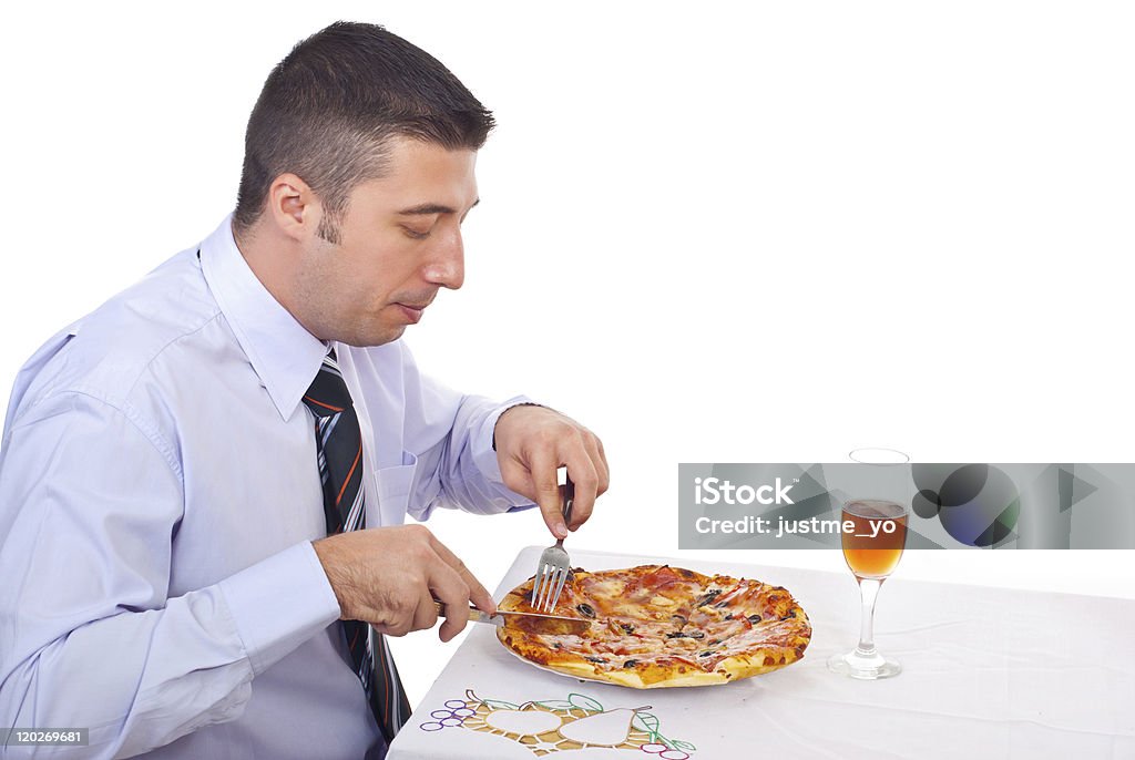 Biznes człowiek jedzenie pizzy - Zbiór zdjęć royalty-free (30-39 lat)