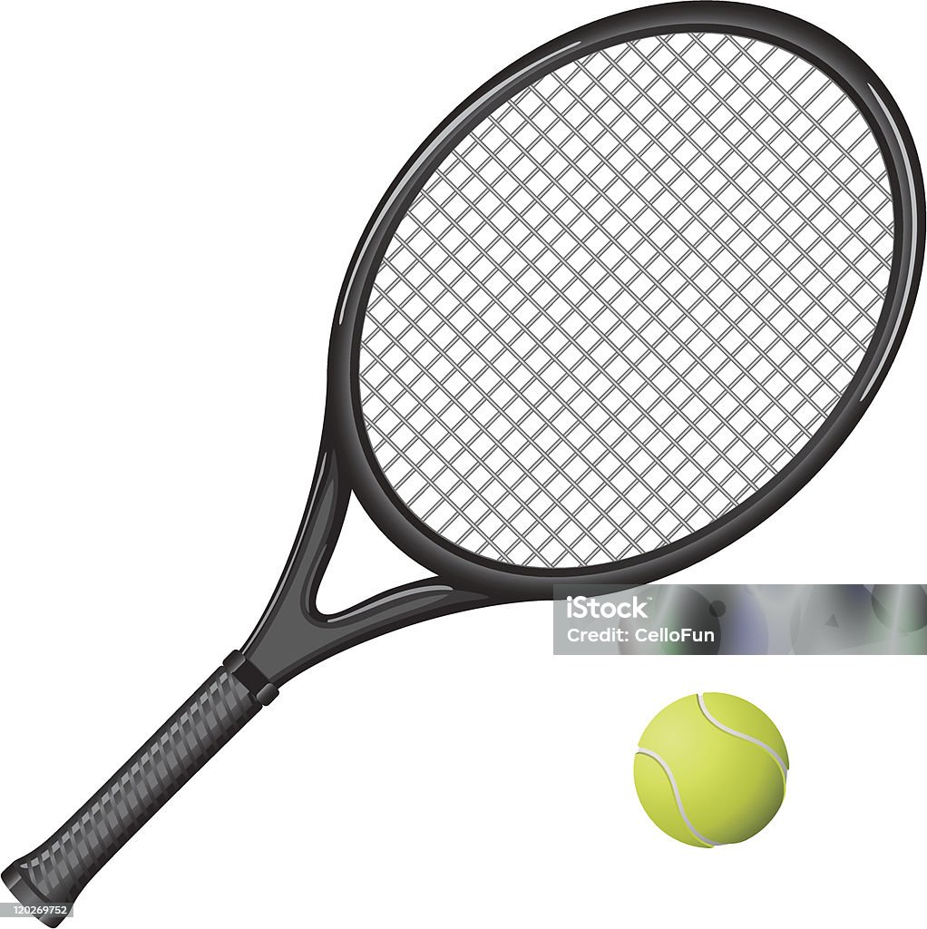 Rakieta do tenisa i piłki - Grafika wektorowa royalty-free (Bez ludzi)
