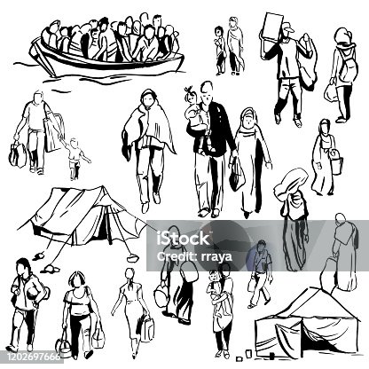 istock Refugees. Vector   illustration. 1202697666