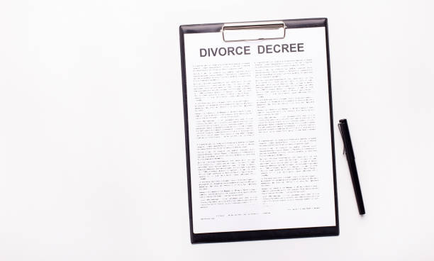 istock Blank divorce form on white background, pen for sign 1202698229