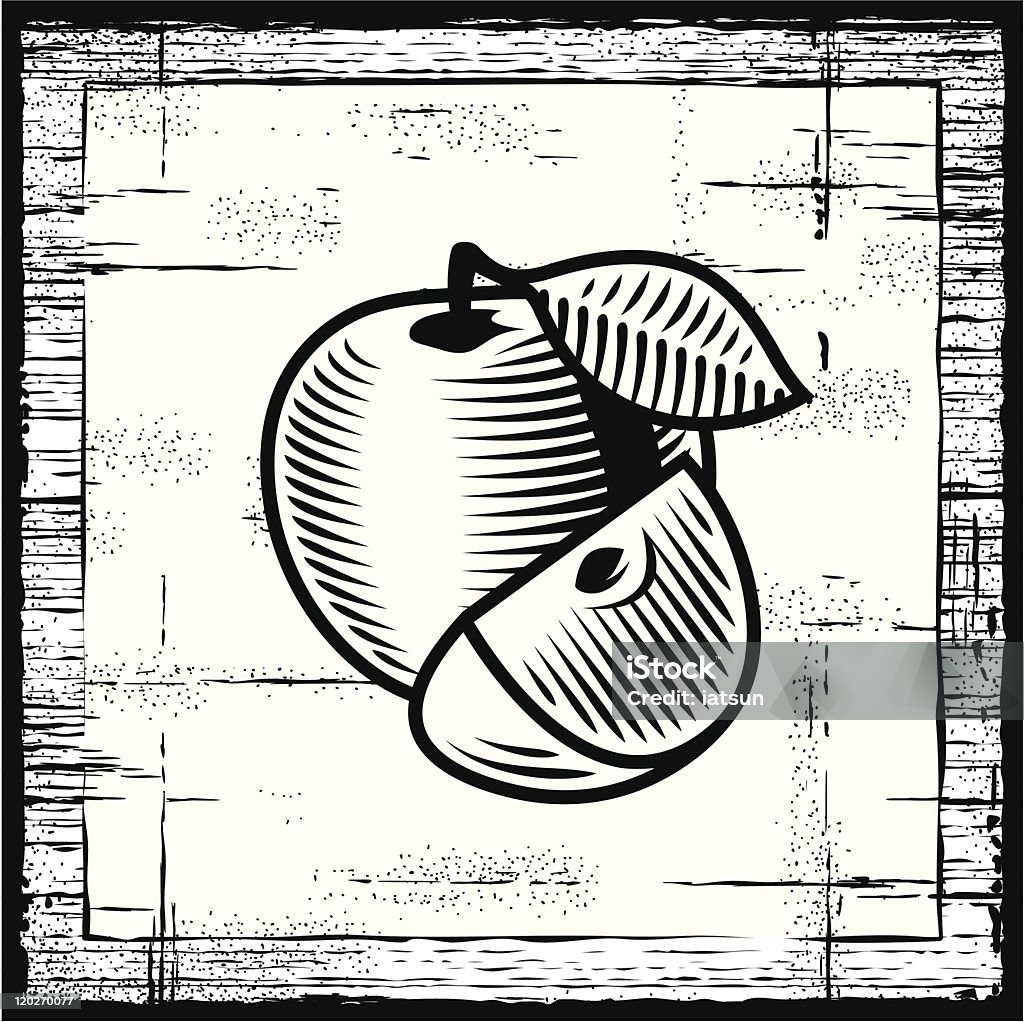 Retro blanco y negro apple - arte vectorial de Manzana libre de derechos