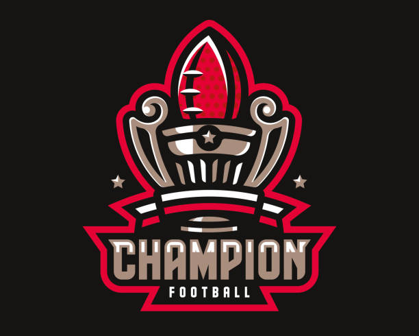 American football cup  design. Rugby emblem tournament template editable for your design. American football cup  design. Rugby emblem tournament template editable for your design. sports champion stock illustrations