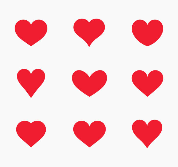 иконы красных сердец. - символ сердца иллюстрации stock illustrations