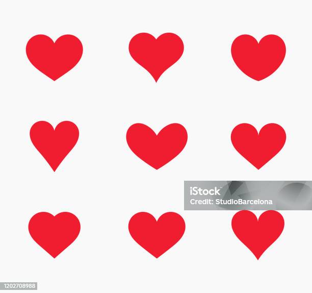 Kırmızı Kalpler Simgeleri Stok Vektör Sanatı & Kalp şekli‘nin Daha Fazla Görseli - Kalp şekli, Simge, Aşk