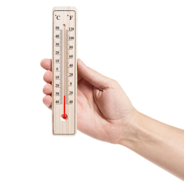 handhaltethermometer auf weiß - minus zeichen grafiken stock-fotos und bilder