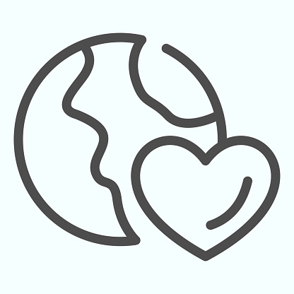 Earth love line icon. Earth and heart vector illustration isolated on white. Global Earth day outline style design, designed for web and app. Eps 10