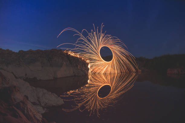 istock Swing burning steel wool in to abstract shape 1202720388