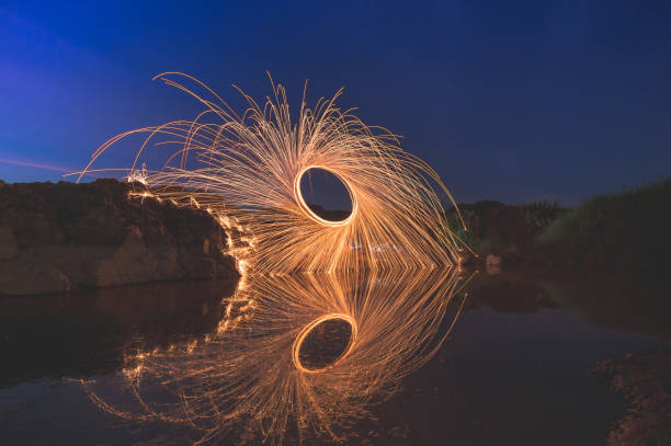 istock Swing burning steel wool in to abstract shape 1202720535