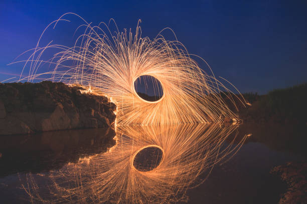 istock Swing burning steel wool in to abstract shape 1202720559