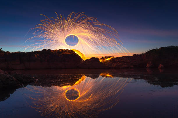 istock Swing burning steel wool in to abstract shape 1202720598