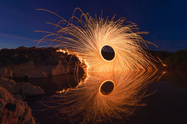 istock Swing burning steel wool in to abstract shape 1202720599