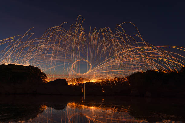 istock Swing burning steel wool in to abstract shape 1202720626