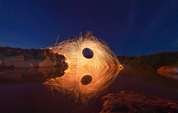 istock Swing burning steel wool in to abstract shape 1202720630