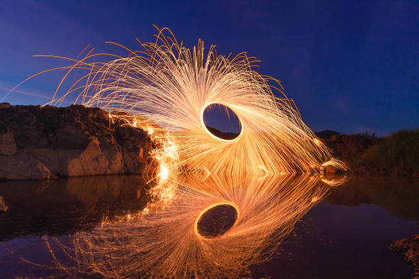 istock Swing burning steel wool in to abstract shape 1202720645