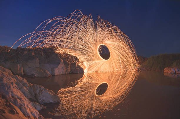 istock Swing burning steel wool in to abstract shape 1202720648
