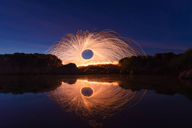 istock Swing burning steel wool in to abstract shape 1202720685