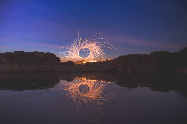 istock Swing burning steel wool in to abstract shape 1202720693