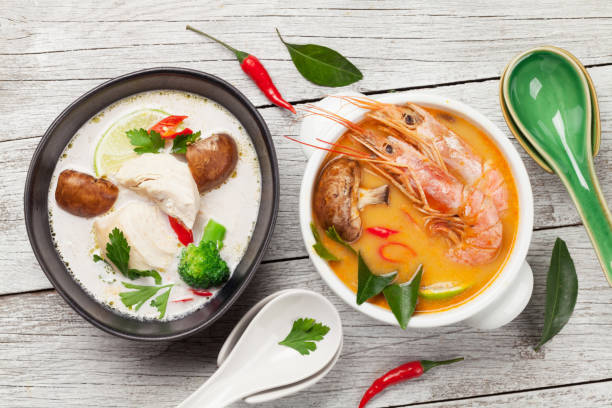 istock Tom Yum and Tom Kha traditional Thai soups 1202720798