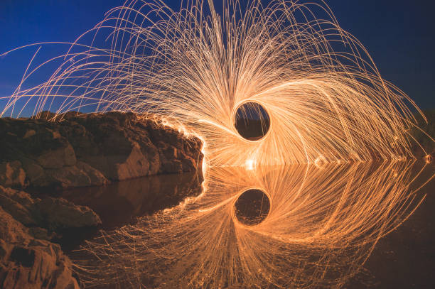 istock Swing burning steel wool in to abstract shape 1202724620