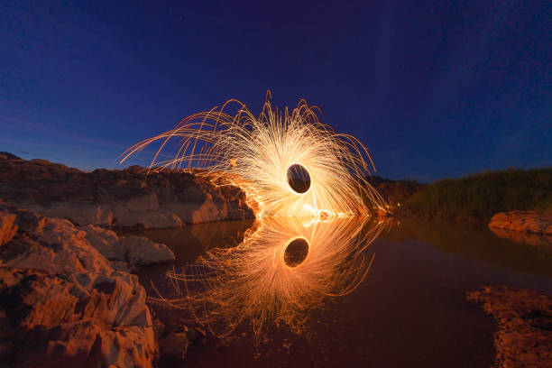 istock Swing burning steel wool in to abstract shape 1202724636
