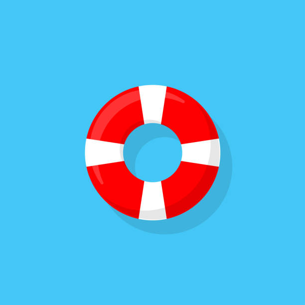lifebuoy in flat style icon isolate with shadow lifebuoy in flat style icon isolate with shadow, vector ring buoy stock illustrations