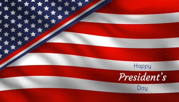 istock Happy president's day with realistic USA Flag background. Vector illustration for President day in USA. 1202728626