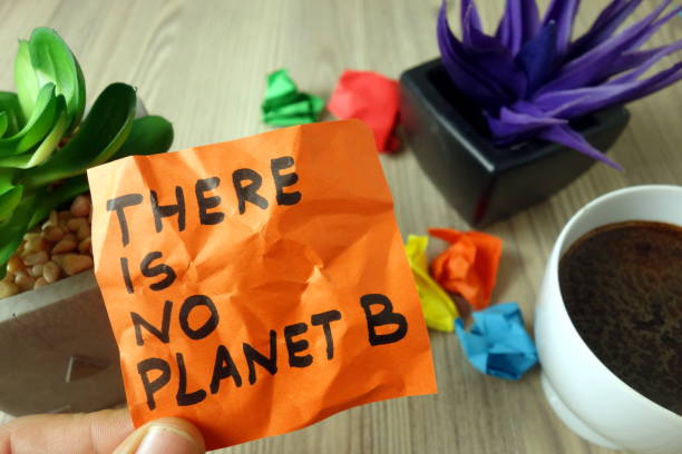 istock Slogan there is no planet B handwritten on sticky note 1202728921