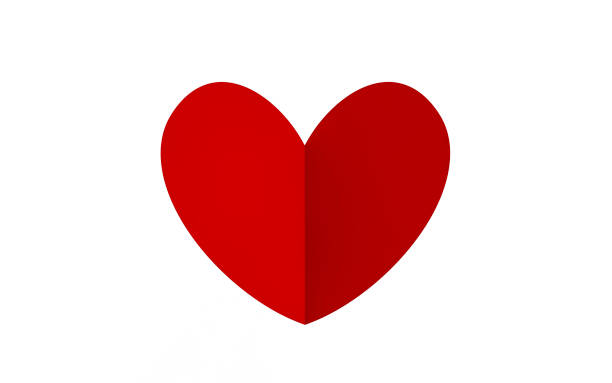 istock 3D red paper heart isolated in white background 3d rendering. 3d illustration Paper elements in shape of heart for Valentines Day greeting card presentation template minimal concept. 1202730449