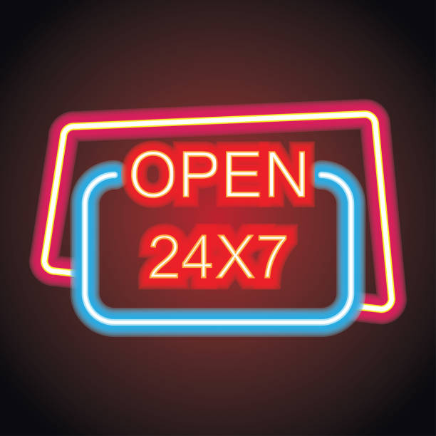istock Open neon sign for your store and shop. vector illustration 1202734120
