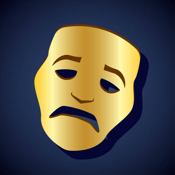 Theatrical sad mask expression. Vector Illustration Theatrical sad mask expression. Vector Illustration video charades stock illustrations