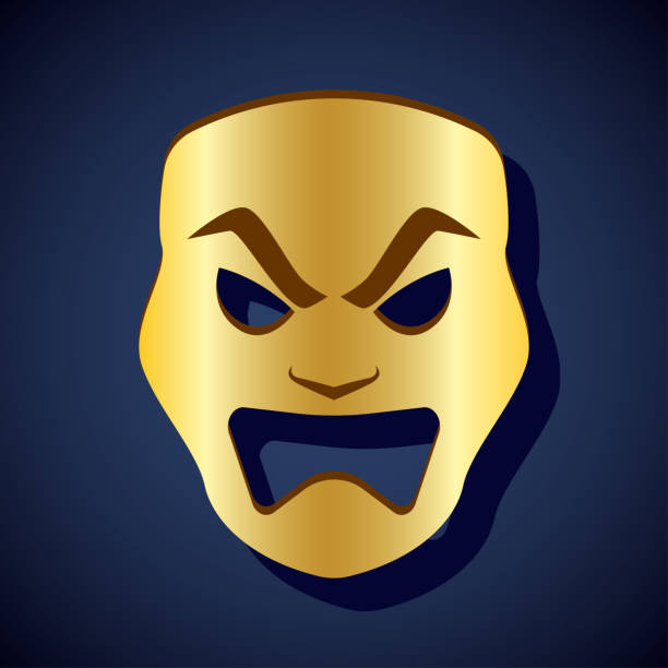 Theatrical angry mask expression. Vector Illustration Theatrical angry mask expression. Vector Illustration video charades stock illustrations