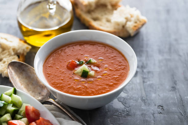 istock typical spanish cold spup gazpacho in white bowl on cermic background 1202740469